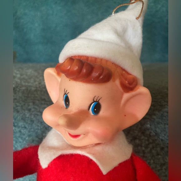 Vintage Elf Knee Hugger Shelf sitter LARGE posable 15” to tip of hat. So RETRO - Picture 2 of 6